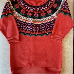 Hanna Andersson Red Floral Turtleneck Sweater-Dress